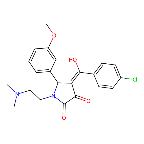 (4E)-4-[(4-chlorophenyl)(hydroxy)methylidene]-1-[2-(dimethylamino)ethyl]-5-(3-methoxyphenyl)pyrrolidine-2,3-dione structure