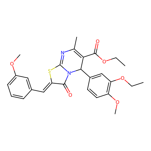 (Z)-ethyl 5-(3-ethoxy-4-methoxyphenyl)-2-(3-methoxybenzylidene)-7-methyl-3-oxo-3,5-dihydro-2H-thiazolo[3,2-a]pyrimidine-6-carboxylate structure