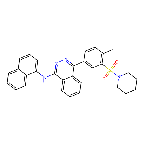 4-(4-methyl-3-(piperidin-1-ylsulfonyl)phenyl)-N-(naphthalen-1-yl)phthalazin-1-amine structure