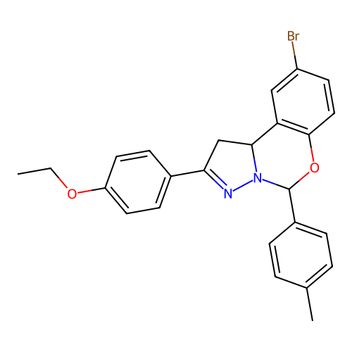 1-[2-bromo-6-(4-methylphenyl)(6H,10aH-benzo[e]2-pyrazolino[1,5-c]1,3-oxazin-9- yl)]-4-ethoxybenzene structure