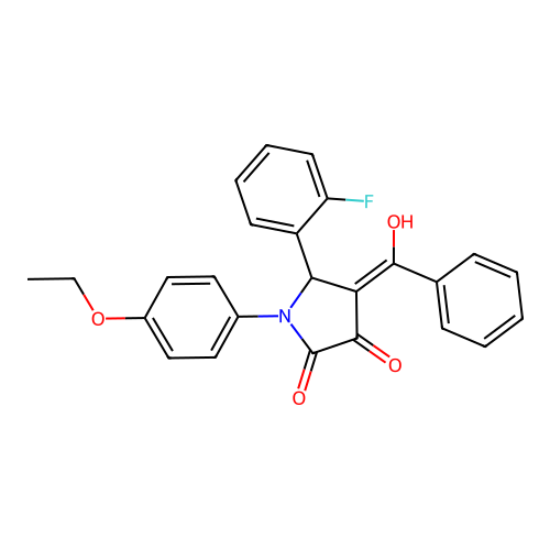 (4E)-1-(4-ethoxyphenyl)-5-(2-fluorophenyl)-4-[hydroxy(phenyl)methylidene]pyrrolidine-2,3-dione structure