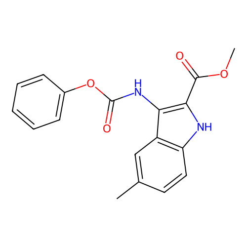 methyl 5-methyl-3-((phenoxycarbonyl)amino)-1H-indole-2-carboxylate structure