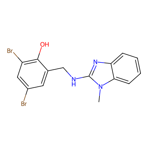 2,4-dibromo-6-{[(1-methyl-1H-benzimidazol-2-yl)amino]methyl}phenol structure