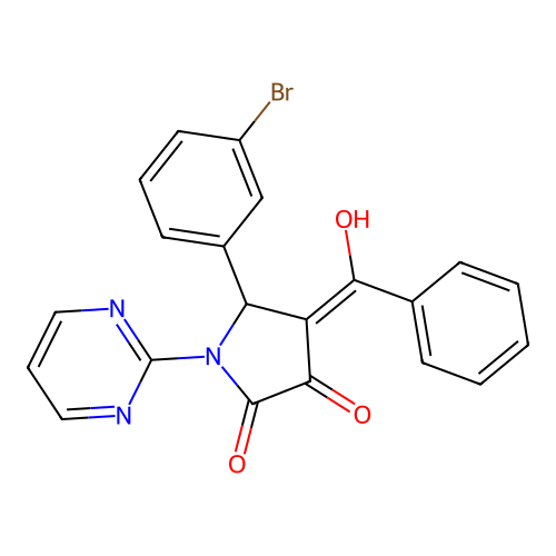 4-benzoyl-5-(3-bromophenyl)-3-hydroxy-1-(pyrimidin-2-yl)-1H-pyrrol-2(5H)-one structure