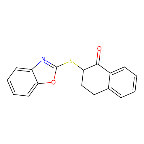 2-(1,3-benzoxazol-2-ylsulfanyl)-3,4-dihydronaphthalen-1(2H)-one structure