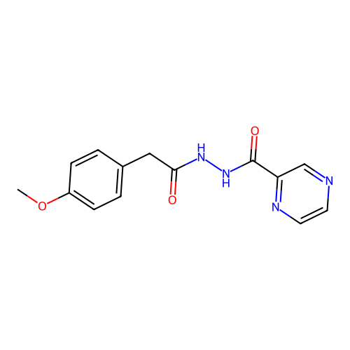 N'-[2-(4-methoxyphenyl)acetyl]pyrazine-2-carbohydrazide structure