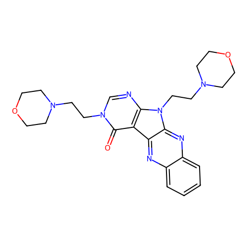 3,11-bis(2-morpholinoethyl)-3H-pyrimido[5',4':4,5]pyrrolo[2,3-b]quinoxalin-4(11H)-one structure