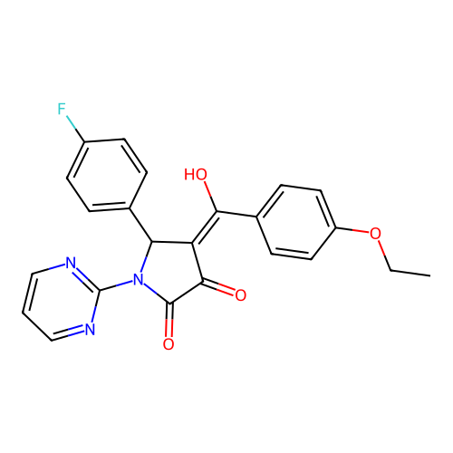 4-(4-ethoxybenzoyl)-5-(4-fluorophenyl)-3-hydroxy-1-(pyrimidin-2-yl)-1H-pyrrol-2(5H)-one structure