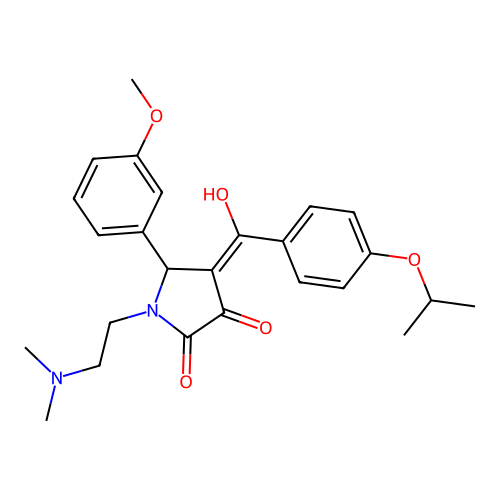 (4E)-1-(2-dimethylaminoethyl)-4-[hydroxy-(4-propan-2-yloxyphenyl)methylidene]-5-(3-methoxyphenyl)pyrrolidine-2,3-dione structure