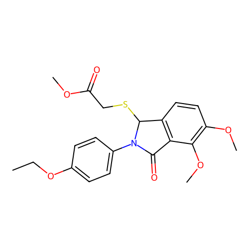 methyl 2-((2-(4-ethoxyphenyl)-4,5-dimethoxy-3-oxoisoindolin-1-yl)thio)acetate structure