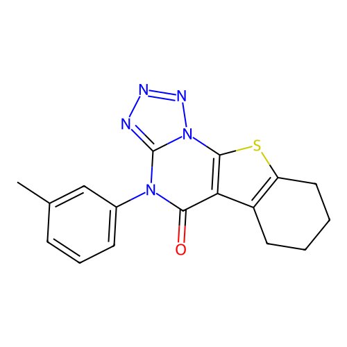 4-(3-methylphenyl)-6,7,8,9-tetrahydro[1]benzothieno[3,2-e]tetrazolo[1,5-a]pyrimidin-5(4H)-one structure