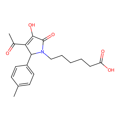 6-[3-acetyl-4-hydroxy-2-(4-methylphenyl)-5-oxo-2H-pyrrol-1-yl]hexanoic Acid structure