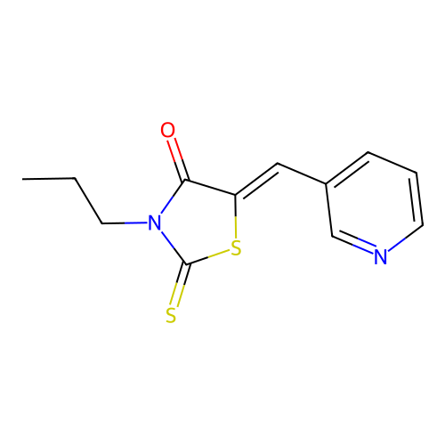 (5Z)-3-propyl-5-(pyridin-3-ylmethylidene)-2-thioxo-1,3-thiazolidin-4-one structure