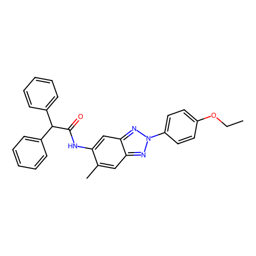 N-[2-(4-ethoxyphenyl)-6-methyl-2H-benzotriazol-5-yl]-2,2-diphenylacetamide structure
