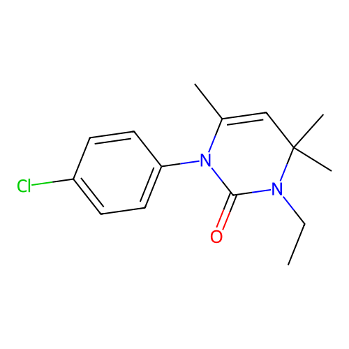 1-(4-chlorophenyl)-3-ethyl-4,4,6-trimethyl-3,4-dihydropyrimidin-2(1H)-one structure