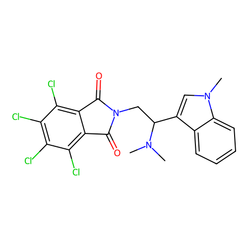 4,5,6,7-tetrachloro-2-[2-(dimethylamino)-2-(1-methylindol-3-yl)ethyl]isoindole-1,3-dione structure