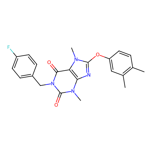 8-(3,4-dimethylphenoxy)-1-(4-fluorobenzyl)-3,7-dimethyl-1H-purine-2,6(3H,7H)-dione structure