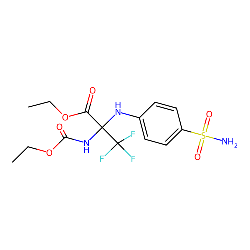 ethyl N-(ethoxycarbonyl)-3,3,3-trifluoro-2-[(4-sulfamoylphenyl)amino]alaninate structure