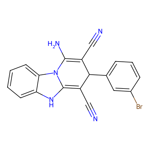 1-amino-3-(3-bromophenyl)-3,5-dihydropyrido[1,2-a]benzimidazole-2,4-dicarbonitrile structure