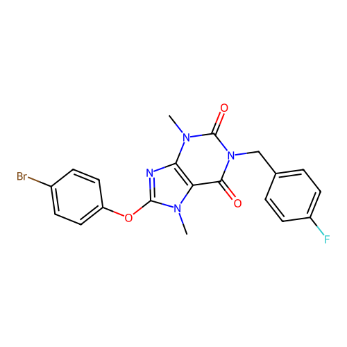8-(4-bromophenoxy)-1-(4-fluorobenzyl)-3,7-dimethyl-1H-purine-2,6(3H,7H)-dione structure