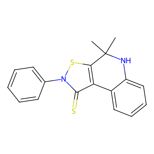 4,4-Dimethyl-2-phenyl-2,4,5-trihydroisothiazolo[5,4-c]quinoline-1-thione structure