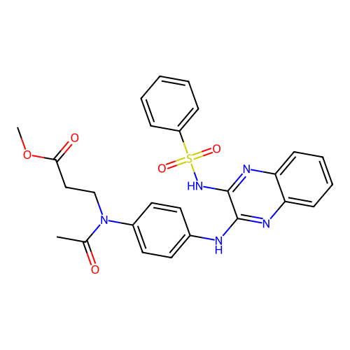 methyl 3-(N-(4-((3-(phenylsulfonamido)quinoxalin-2-yl)amino)phenyl)acetamido)propanoate structure