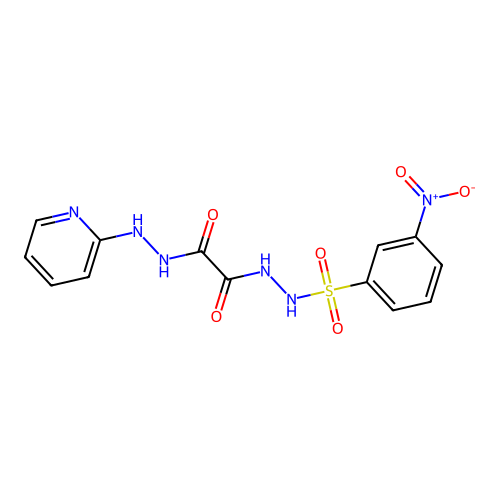N-{[(3-nitrophenyl)sulfonyl]amino}-N'-(2-pyridylamino)ethane-1,2-diamide structure