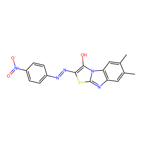 6,7-dimethyl-2-[(4-nitrophenyl)hydrazinylidene]-[1,3]thiazolo[3,2-a]benzimidazol-1-one structure