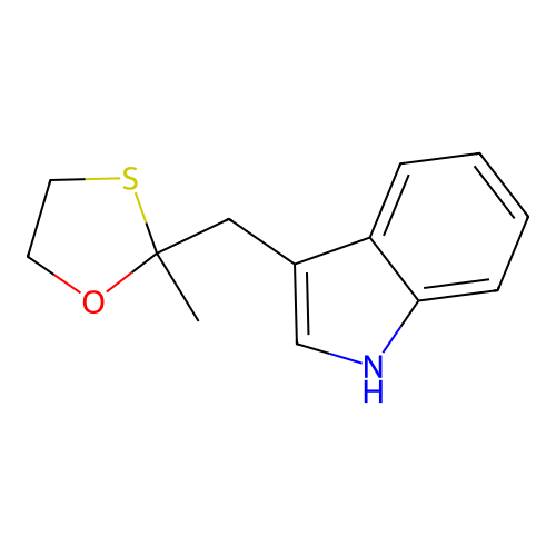 3-[(2-methyl-1,3-oxathiolan-2-yl)methyl]-1H-indole structure