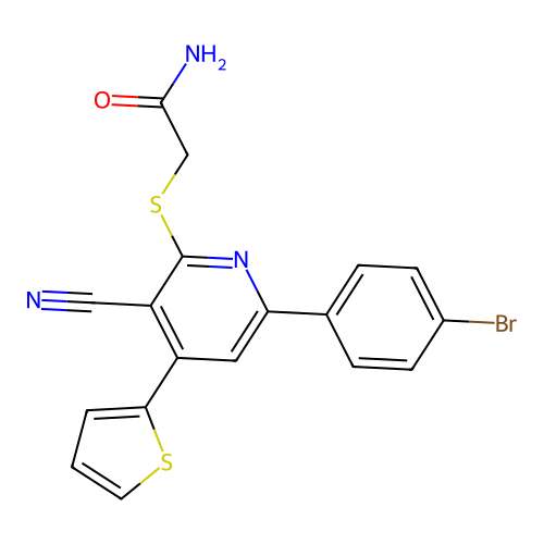 2-{[6-(4-Bromophenyl)-3-cyano-4-thien-2-ylpyridin-2-yl]sulfanyl}acetamide structure