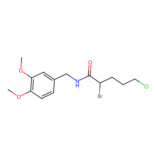 2-bromo-5-chloro-N-(3,4-dimethoxybenzyl)pentanamide structure