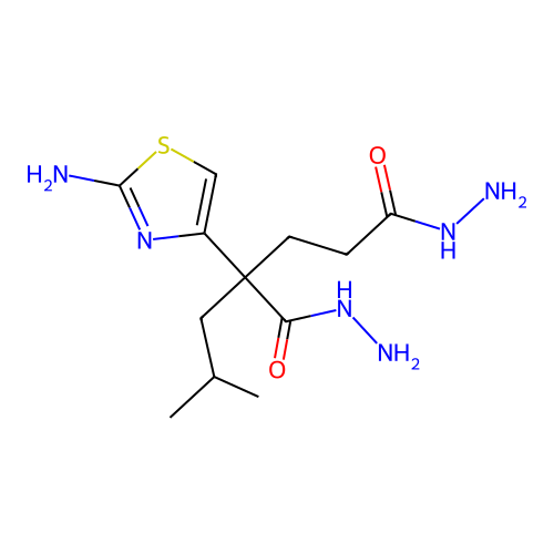 2-(2-Amino-1,3-thiazol-4-yl)-2-(2-methylpropyl)pentanedihydrazide structure