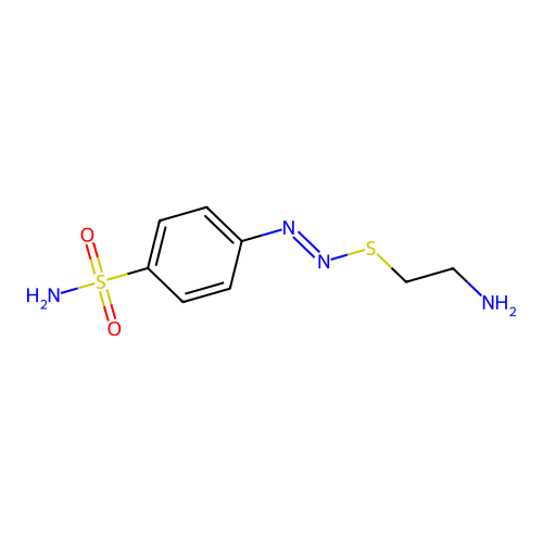 4-{(E)-[(2-aminoethyl)sulfanyl]diazenyl}benzenesulfonamide structure