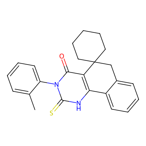 2-thioxo-3-(o-tolyl)-2,3-dihydro-1H-spiro[benzo[h]quinazoline-5,1'-cyclohexan]-4(6H)-one structure