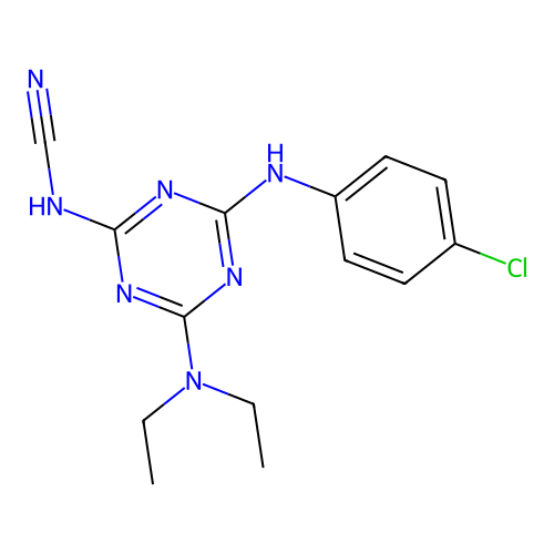 {4-[(4-Chlorophenyl)amino]-6-(diethylamino)-1,3,5-triazin-2-yl}cyanamide structure