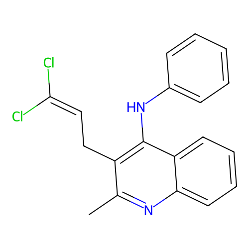 3-(3,3-dichloroprop-2-en-1-yl)-2-methyl-N-phenylquinolin-4-amine structure