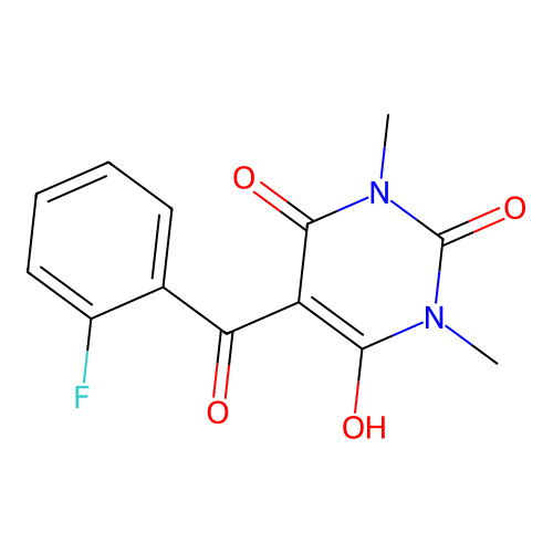 5-(2-fluorobenzoyl)-6-hydroxy-1,3-dimethylpyrimidine-2,4-dione structure