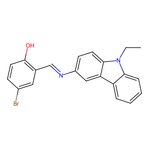 4-bromo-2-{(E)-[(9-ethyl-9H-carbazol-3-yl)imino]methyl}phenol structure