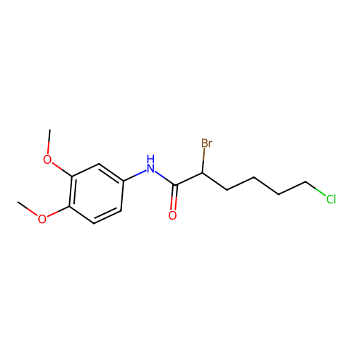 2-bromo-6-chloro-N-(3,4-dimethoxyphenyl)hexanamide structure
