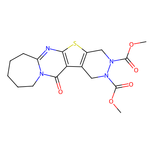 dimethyl 13-oxo-1,4,7,8,9,10,11,13-octahydropyridazino[4'',5'':4',5']thieno[2',3':4,5]pyrimido[1,2-a]azepine-2,3-dicarboxylate structure