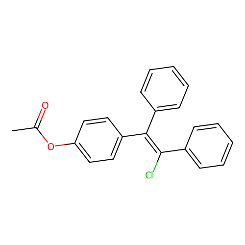 4-[(Z)-2-chloro-1,2-diphenylethenyl]phenyl acetate structure