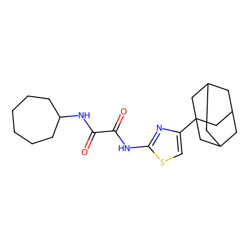 N1-(4-((3r,5r,7r)-adamantan-1-yl)thiazol-2-yl)-N2-cycloheptyloxalamide structure