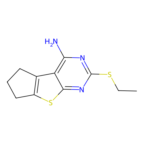 2-(ethylsulfanyl)-6,7-dihydro-5H-cyclopenta[4,5]thieno[2,3-d]pyrimidin-4-amine structure