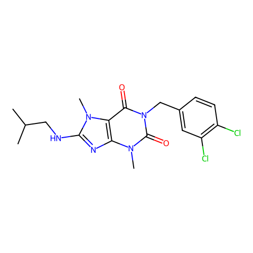 1-(3,4-dichlorobenzyl)-3,7-dimethyl-8-[(2-methylpropyl)amino]-3,7-dihydro-1H-purine-2,6-dione structure