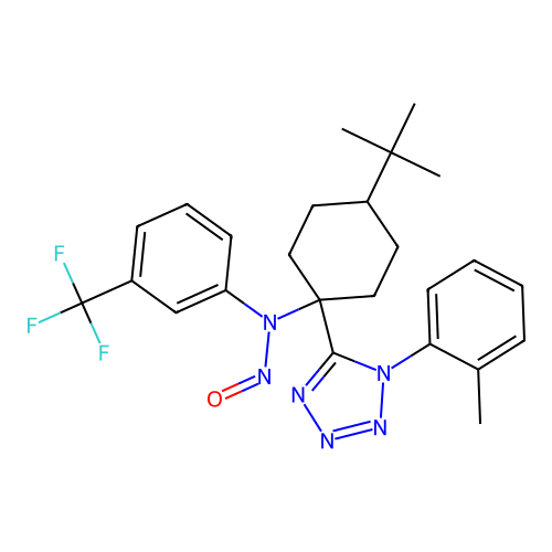 N-(4-(tert-butyl)-1-(1-(o-tolyl)-1H-tetrazol-5-yl)cyclohexyl)-N-(3-(trifluoromethyl)phenyl)nitrous amide structure