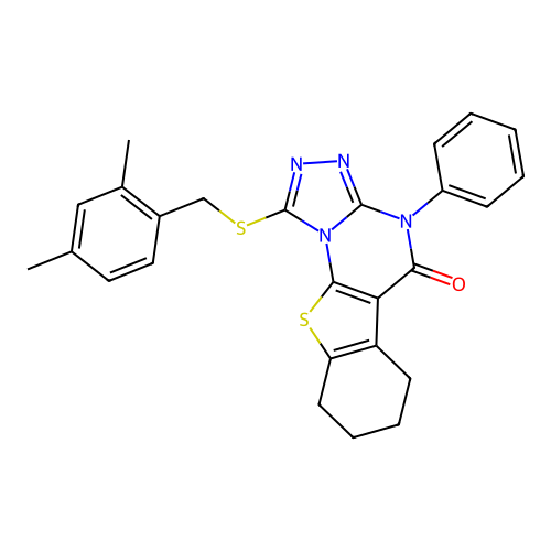 1-((2,4-dimethylbenzyl)thio)-4-phenyl-6,7,8,9-tetrahydrobenzo[4,5]thieno[3,2-e][1,2,4]triazolo[4,3-a]pyrimidin-5(4H)-one structure