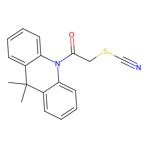1-(9,9-dimethylacridin-10(9H)-yl)-2-thiocyanatoethanone structure