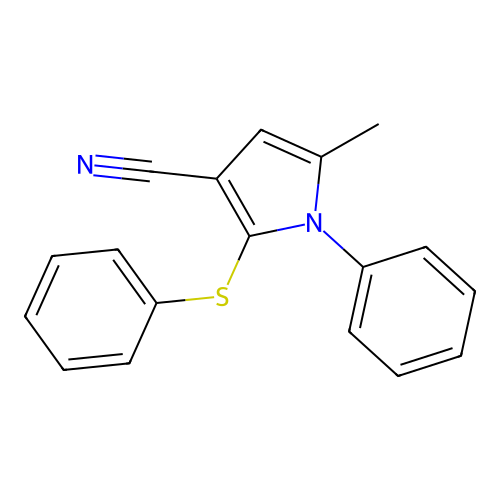 5-methyl-1-phenyl-2-(phenylsulfanyl)-1H-pyrrole-3-carbonitrile structure