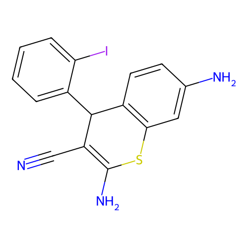 2,7-diamino-4-(2-iodophenyl)-4H-thiochromene-3-carbonitrile structure