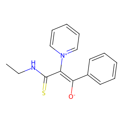3-(Ethylamino)-1-phenyl-2-pyridin-1-ium-1-yl-3-sulfanylideneprop-1-en-1-olate structure